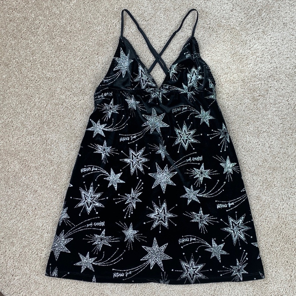 Victoria’s Secret black velvet and silver glitter lingerie sz xs